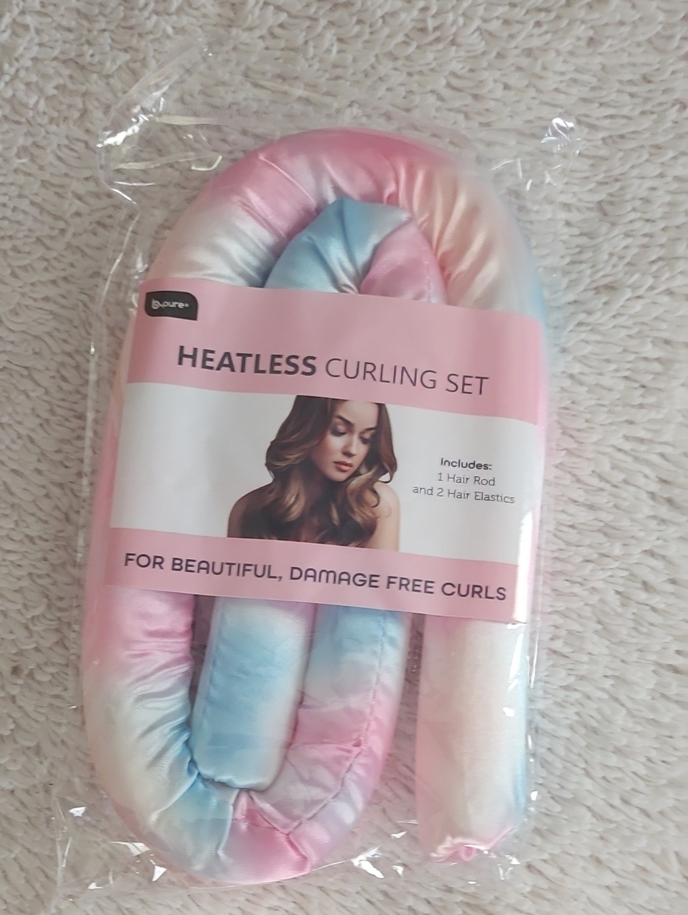 Heatless Curling Set by b.pure - Pastel Pink Blue Cream
